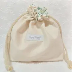 巾着 巾着袋 ポーチ 《花柄》 グリーン