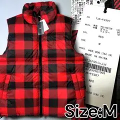 M 定価6.6万 TMT BUFFALO CHECK DOWN VEST 赤黒のサムネイル