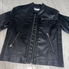 H&M キッズ フェイクレザー ジャケット ブラック 130cm