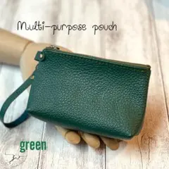 マルチポーチ　コインケース　カードケース　キー　ストラップ付【本革】