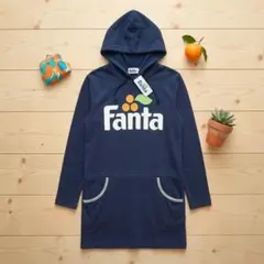 新品未使用 Fanta ファンタロゴ パーカーワンピース チュニック ネイビーL