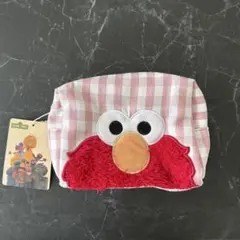 エルモ チェック柄ポーチ【セサミストリート】