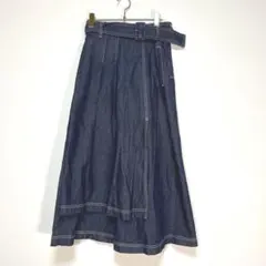 AZUL BY MOUSSY【S】デニムスカート 巻きスカート風 ベルト付き