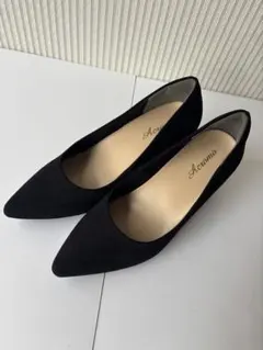 パンプス ブラック 24.0cm ポインテッドトゥ ヒール 約5cm