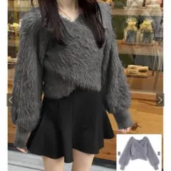 GRL フェザーニットカシュクールトップ ス