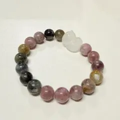 天然石 水晶 デザインブレスレット 水晶ネコ