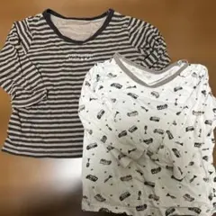 長袖シャツ2枚セット ストライプ・プリント柄