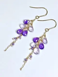 ☆天然石アメジストのデザインピアス(サージカルステンレスフック)