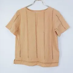 【MEDDUM】刺繍レースデザインのトップス　黄色系　M　着丈49のサムネイル