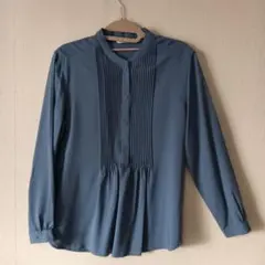 UNIQLOレーヨンピンタックプルオーバーブラウスブルーM未使用