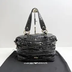 エンポリオアルマーニ　2141 クロコ型押し ハンドバッグ　ロゴプレート