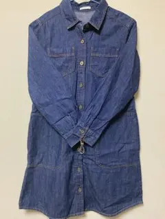 GU デニムシャツワンピース 長袖 キッズ 140cm
