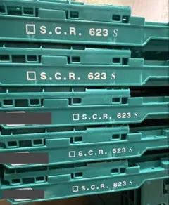 折りたたみコンテナ S.C.R. 623グリーン 5 枚セット　緑カゴ