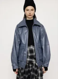 SLY FAUX LEATHER ZIP UP ブルゾン　ブルー　青