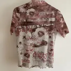 ワールド　総柄 メッシュ 半袖 トップス