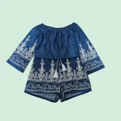 ANAP ■デニムブルー刺繍オールインワンFREEのサムネイル