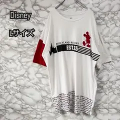 Disney Lサイズ US古着 ミッキー　白　Tシャツ