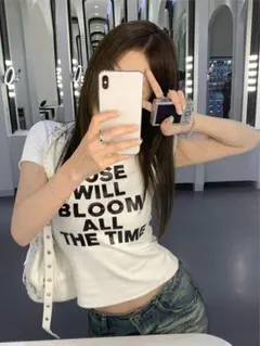 レトロアメリカンレタープリント 半袖Tシャツ