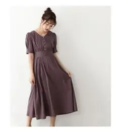 EDIT COLOGNE　ドビーマキシワンピース　PMサイズ　チャコール2