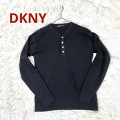 DKNY リブセーター ボタン 長袖 ブラック メンズM