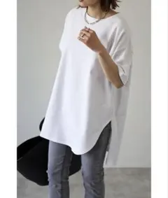 【新品】Bonjour Sagan コットンサイドスリットTシャツ ホワイト