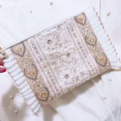 NO.451☻ インド刺繍リボンポーチ(M) - メルカリ