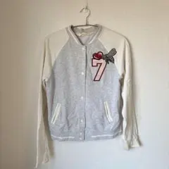 H&Mスタジャン リブ バイカラー 165 灰白 綿 通学