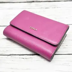 FURLA フルラ 3つ折り財布 ピンク L字ファスナー レザー