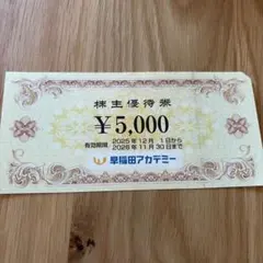 早稲田アカデミー 株主優待券 5000円