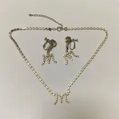 【186】 90’s モスキーノ　ラインストーン　ネックレス＆イヤリング　セットのサムネイル