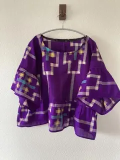 着物リメイク　プルオーバー　フリル　短い丈