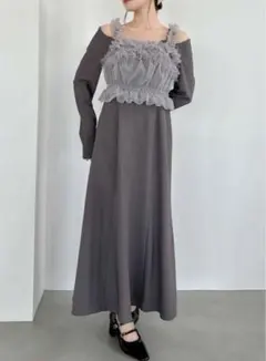 dazzlin チュールギャザービスチェカットワンピース