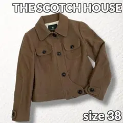 極美品【THE SCOTCH HOUSE】ショート丈ウールジャケット 茶 38のサムネイル