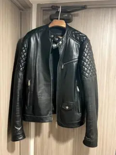 DSQUARED2 ブラック シングルライダースジャケット 48