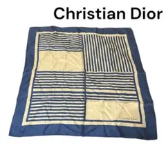 訳あり　クリスチャンディオール　大判スカーフ　ヴィンテージ　シルク　ブルー