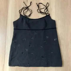 花柄刺繍 黒 キャミソール　美品