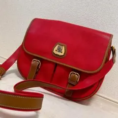 LANCEL ランセル ショルダーバッグ レザー レッド エンブレムロゴ 希少