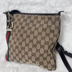 【美品】グッチ ショルダーバッグ シェリー ブラウン キャンバス GG柄のサムネイル