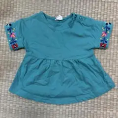 ブリーズ　ターコイズ色刺繍入りフレアＴシャツ