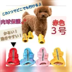 【赤色　３号】犬　サンダル　通気性抜群　春夏用　肉球保護　犬の靴　レッド　ブーツ