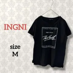 INGNI【M】半袖Tシャツ ロゴプリント ブラック カジュアル シンプル 黒