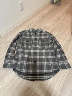 GU チェック柄 長袖シャツ Sサイズ グレー系