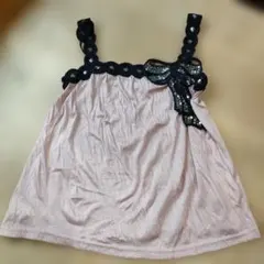 くすみピンク レース付きキャミソール