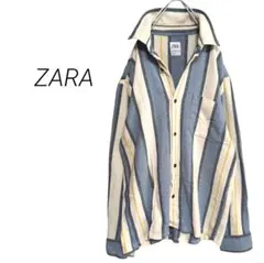 【ザラ】ストライプシャツ 薄手ジャケット カバーオール 羽織り オーバーサイズ