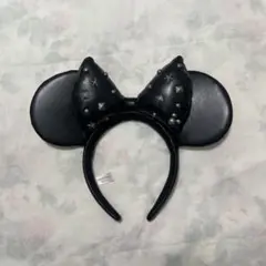 ブラック　ミニーちゃん　カチューシャ　レザー スタッズ ディズニー ブラック