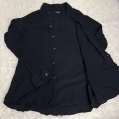 BOSS HUGO コットン 長袖シャツ 縮絨加工 ブラック Lのサムネイル