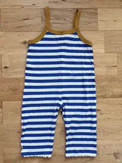 キッズ120 サロペット/オーバーオール　白×青ボーダー