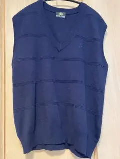 ネイビー ニットベスト Mサイズ　Vネック　制服　スーツ　秋冬