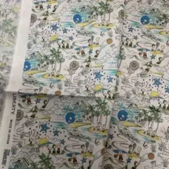生地幅【半分】×50cm ラミネートリバティ　サニーホリデイ　スヌーピー