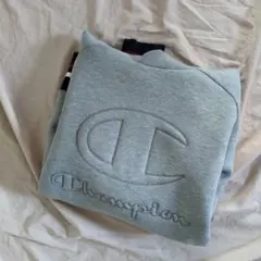 メンズ レディース Champion グレー フード スウェット M